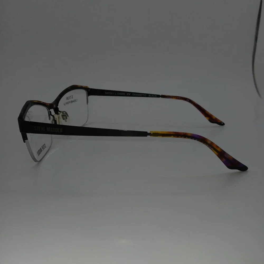 Steve Madden Womens Eyeglasses Frame Dramatic Black Half Rim 54-16-135 mm